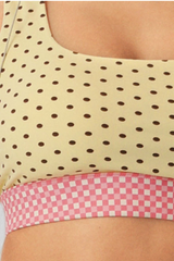 Women's Polka Dot Color Block Wide Straps Sports Bra