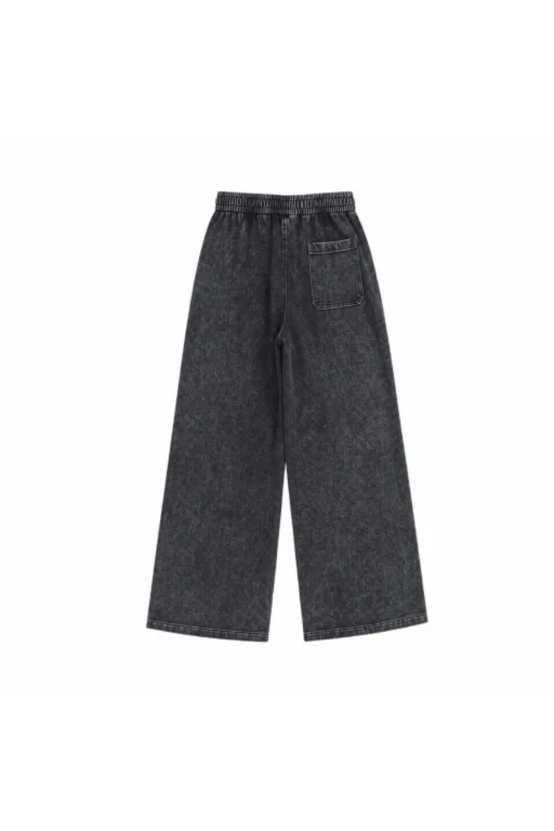 Unisex Fall Washed Adjustable Drawstring Hem Sweatpants