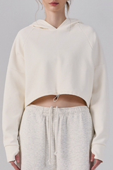 Women's Fall/Winter Drawstring Cropped Finger Cuffs Hoodie
