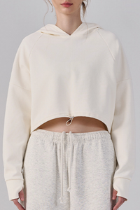 Women's Fall/Winter Drawstring Cropped Finger Cuffs Hoodie