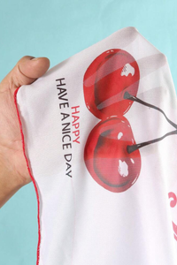 Women's Cherry Print Color Block Triangle Three Piece Bikini