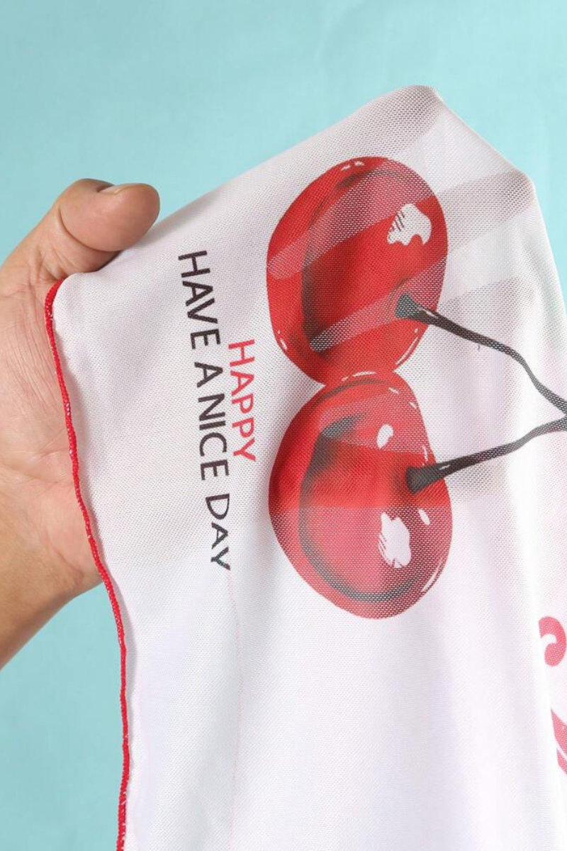 Women's Cherry Print Color Block Triangle Three Piece Bikini