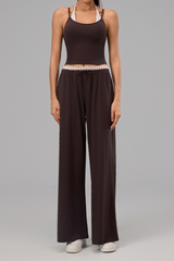 Women's Polka Dot Halter Tank Top And Wide Leg Pants Set