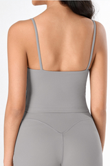 Women's V-Neck Thin Strap Brushed Yoga Tank Top With Padded
