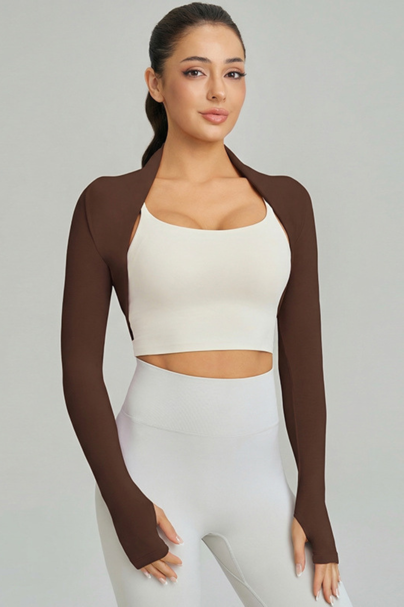 Women's Spring Finger Cuffs Cropped Waist Yoga Shrug