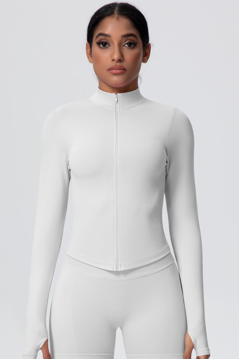 Women's Seamless High-Neck Fitted Long Sleeve Jacket