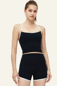 Women's Set: Y-shaped Back Tank Top & Color Block Shorts