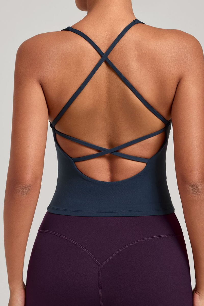 Women's Athletic V-neck Cross Back Tank Top