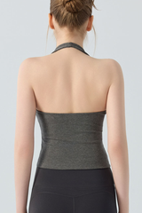 Women's Halter V-Neck Twist Front Padded Pilates Tank Top