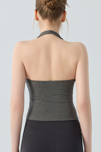 Women's Halter V-Neck Twist Front Padded Pilates Tank Top