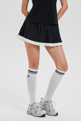 Women's Tennis Color Block Pleated Skirt with Built-in Short
