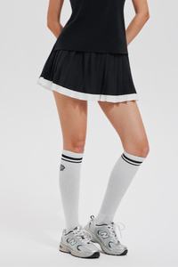 Women's Tennis Color Block Pleated Skirt with Built-in Short