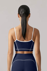 Women's Contrast-Line Thin Strap U-Back Sports Yoga Bra