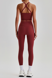Women's Square Cross Back Tank Top &High Rise Leggings Set