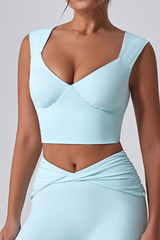 Women's V -Neck Cropped  Sports Yoga Tank Top