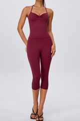 Women's Yoga Sets:Halter Twist Cami Tank Top & Capri Leggings