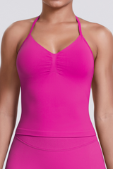 Knit Halter Sports Bra - Seamless Breathable Yoga & Workout Top