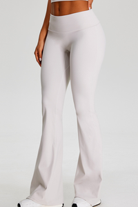 Women's Athletic Solid Pleated Buttocks Lift Flare Pants