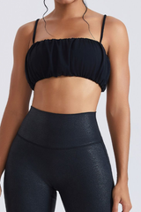 Women’s pleated shoulder straps sports bra.