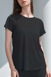 Women Summer Lightweight breathable Cross Open Back T-Shirt