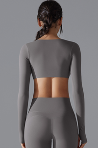 Women' Athletic Twist-Front V-Neck Long Sleeves T-shirt