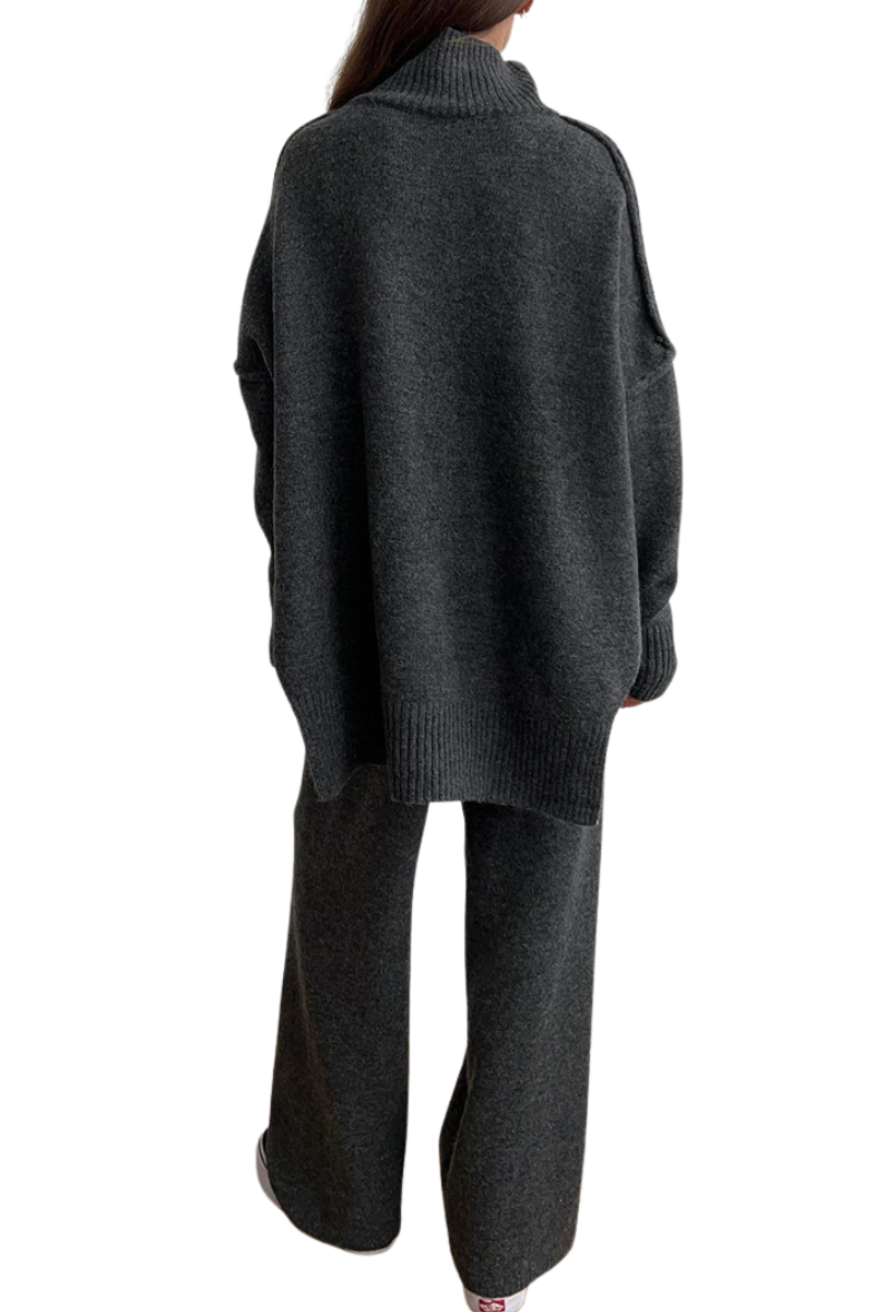 Thick-knit long pants set