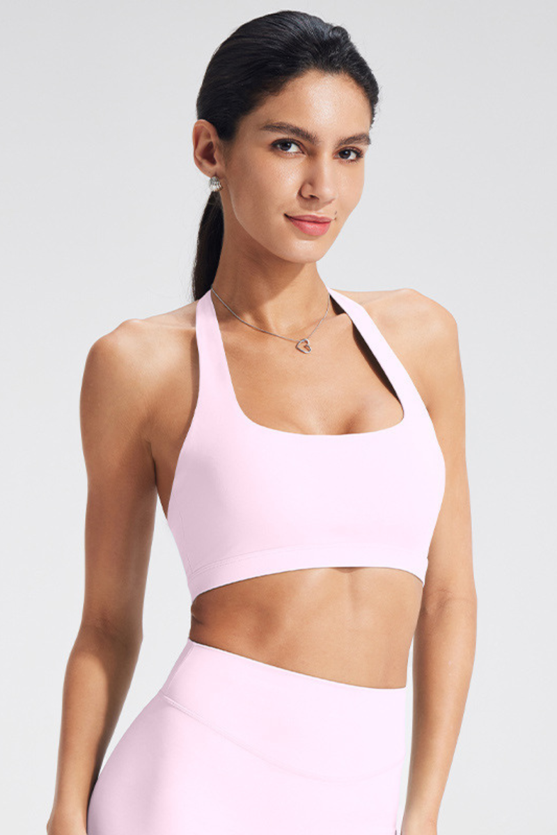 Women's Square Neck Halter Open-Back Yoga Sports Bra