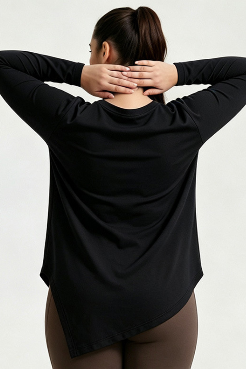 Plus Size Women's Fall Side Twist Asymmetrical Quick Dry Top