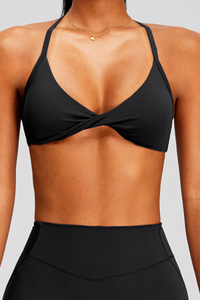 Women's Cross-Back Adjustable Twist-Front Yoga Sports Bra