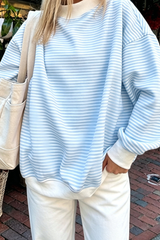Women's Fall Southern Style Soft Striped Mock Neck Sweatshirt