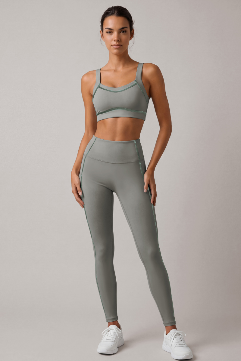 Women's Yoga Sets: Wide Straps Bra And High Waist Leggings