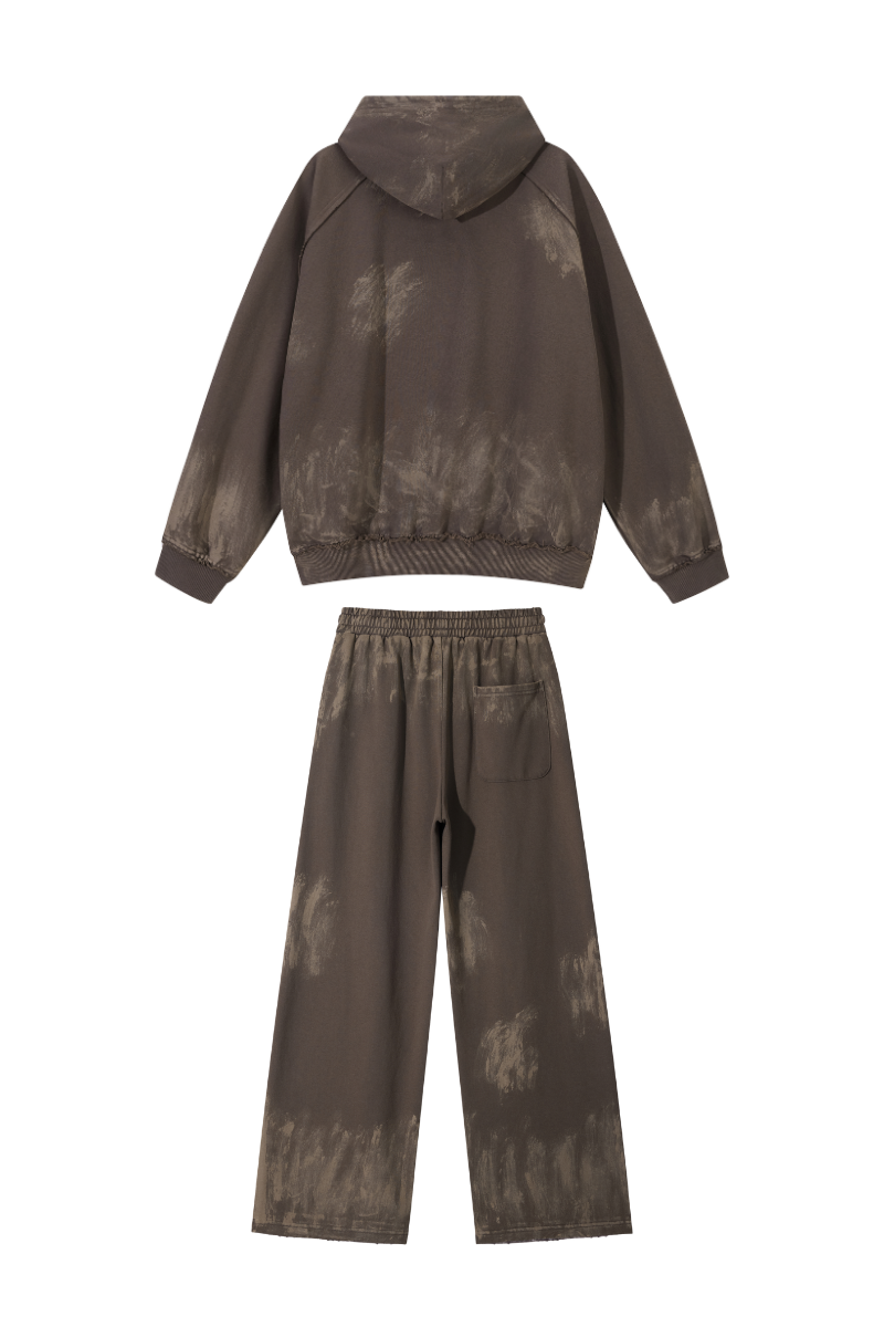 Women's Vintage Fall Set: Washed Hoodie & Wide-Leg Sweatpant