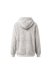 Women's Plush Long-Sleeve Drawstring Hoodie with Pet Pouch