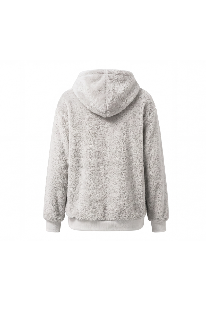 Women's Plush Long-Sleeve Drawstring Hoodie with Pet Pouch