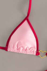 Women's Color Block Halterneck Side Tie Sexy Vacation Bikini