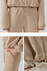 Women's Fall/Winter Fleece Warm Drawstring Raw Hem Pants