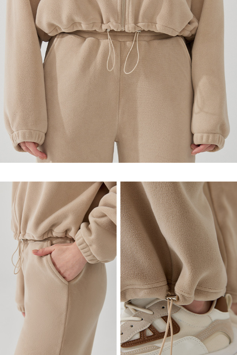 Women's Fall/Winter Fleece Warm Drawstring Raw Hem Pants