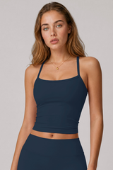 Women's Y Back Thin Strap Cropped Nude Feel Yoga vest