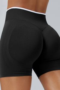 Women's Color Contrast Trim Seamless 3 Inch Yoga Shorts