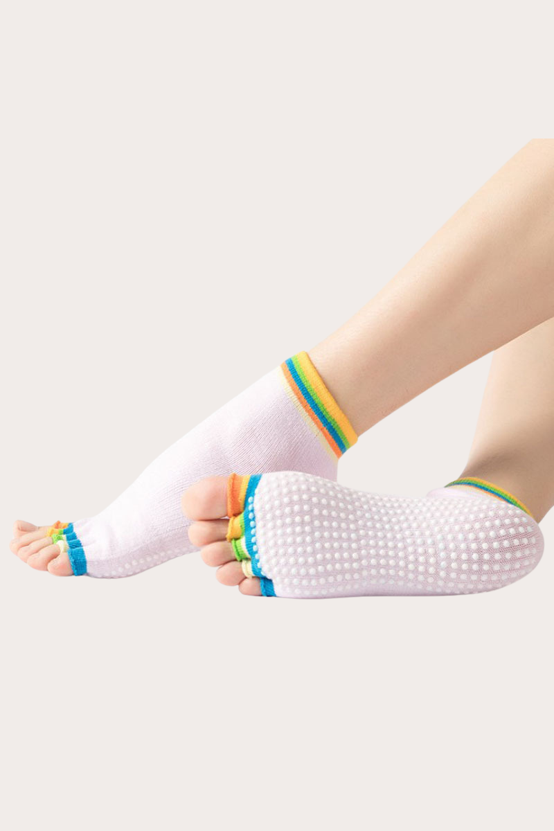 Women's Open-Toed Rainbow Breathable Athletic Fitness Socks