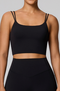 Women's Athletic Double Thin Strap Twist Back Yoga Bra