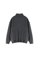 Unisex Fall Vintage Fleece Washed 1/4 Zip Mockneck Sweatshirt
