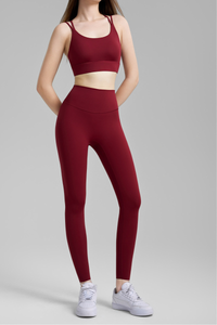 Women's U-Neck Crisscross Back  Bra And Leggings Yoga Sets