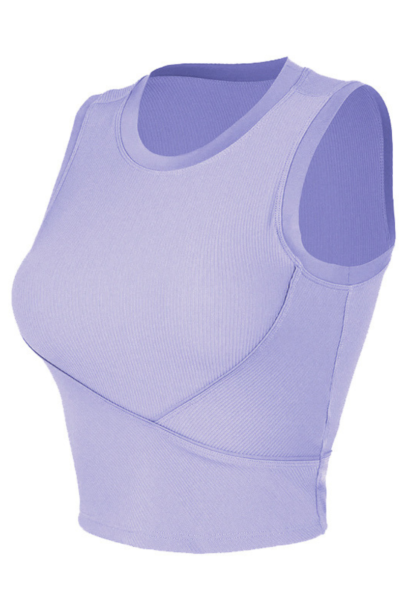 Women's Summer High-Elastic Padded Ribbed Sports Tank Top