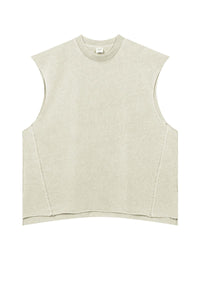 Vintage Washed Distressed Slit Sleeveless Tank Tops