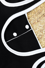 Women's Sexy Contrast Square Neck Slim One Piece - Black