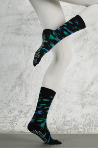 Women's Colorful Patterned Crew Yoga Grip Five-Toe Socks