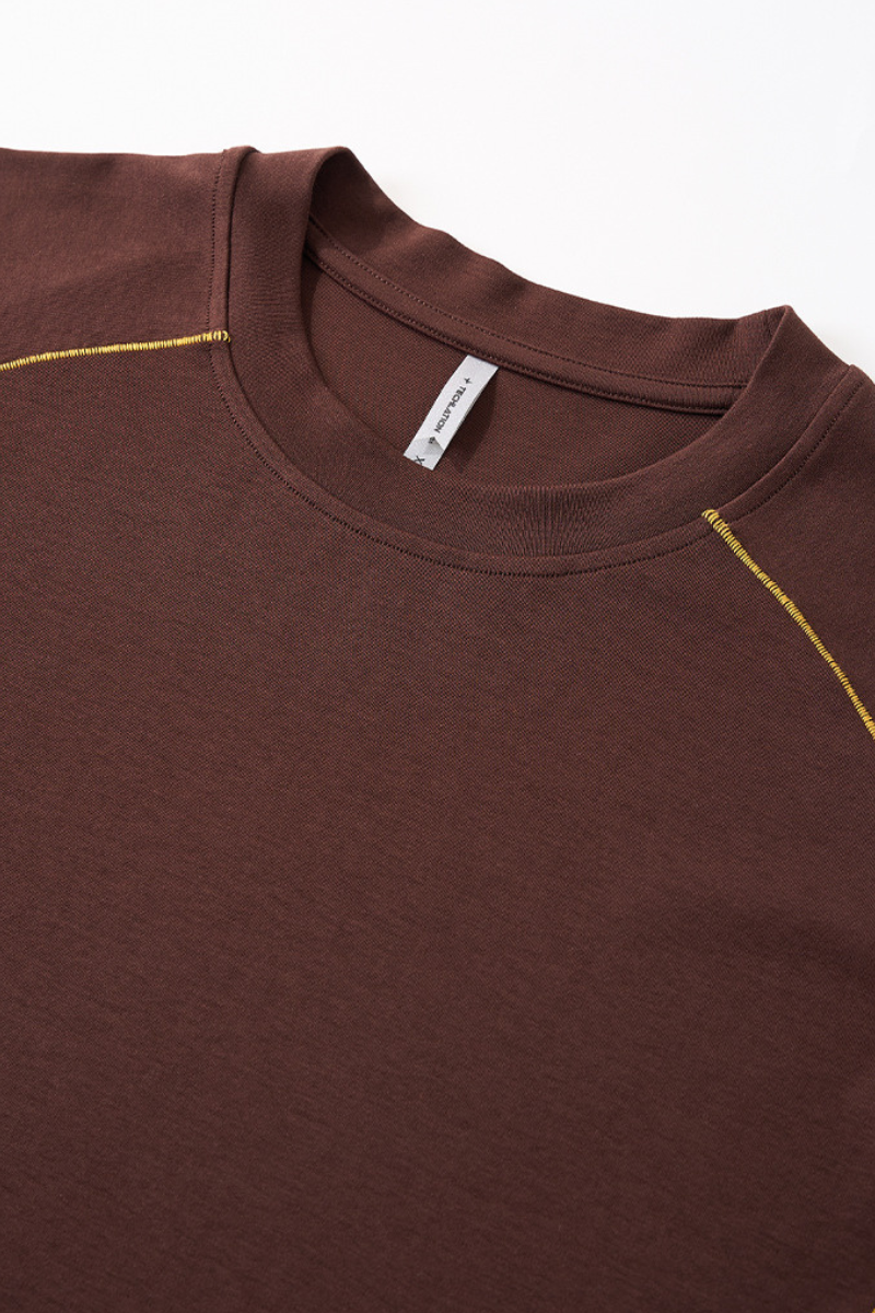 Unisex Sporty Contrast-Stitch Raglan Short-Sleeve T-Shirt