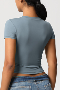 Women's Cropped Solid Round-necked T-shirt