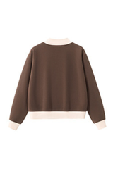 Women's Fall Cozy Fleece Mock Neck Color Block Sweatshirt